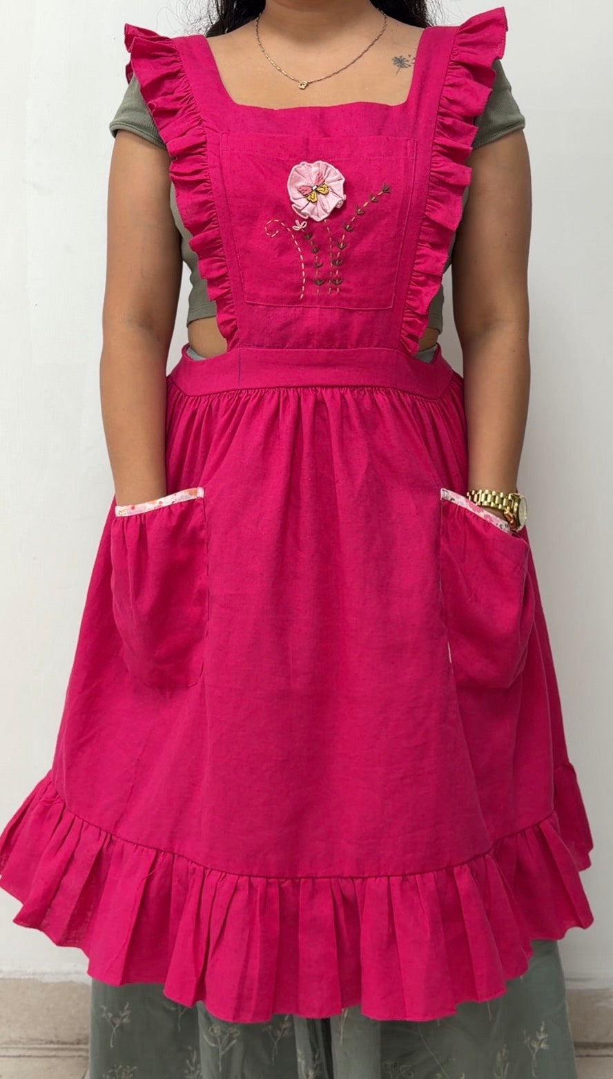 Raspberry Ruffle Apron