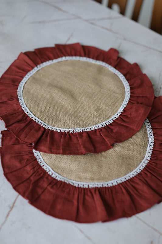 Rust Ruffle Jute Placemat