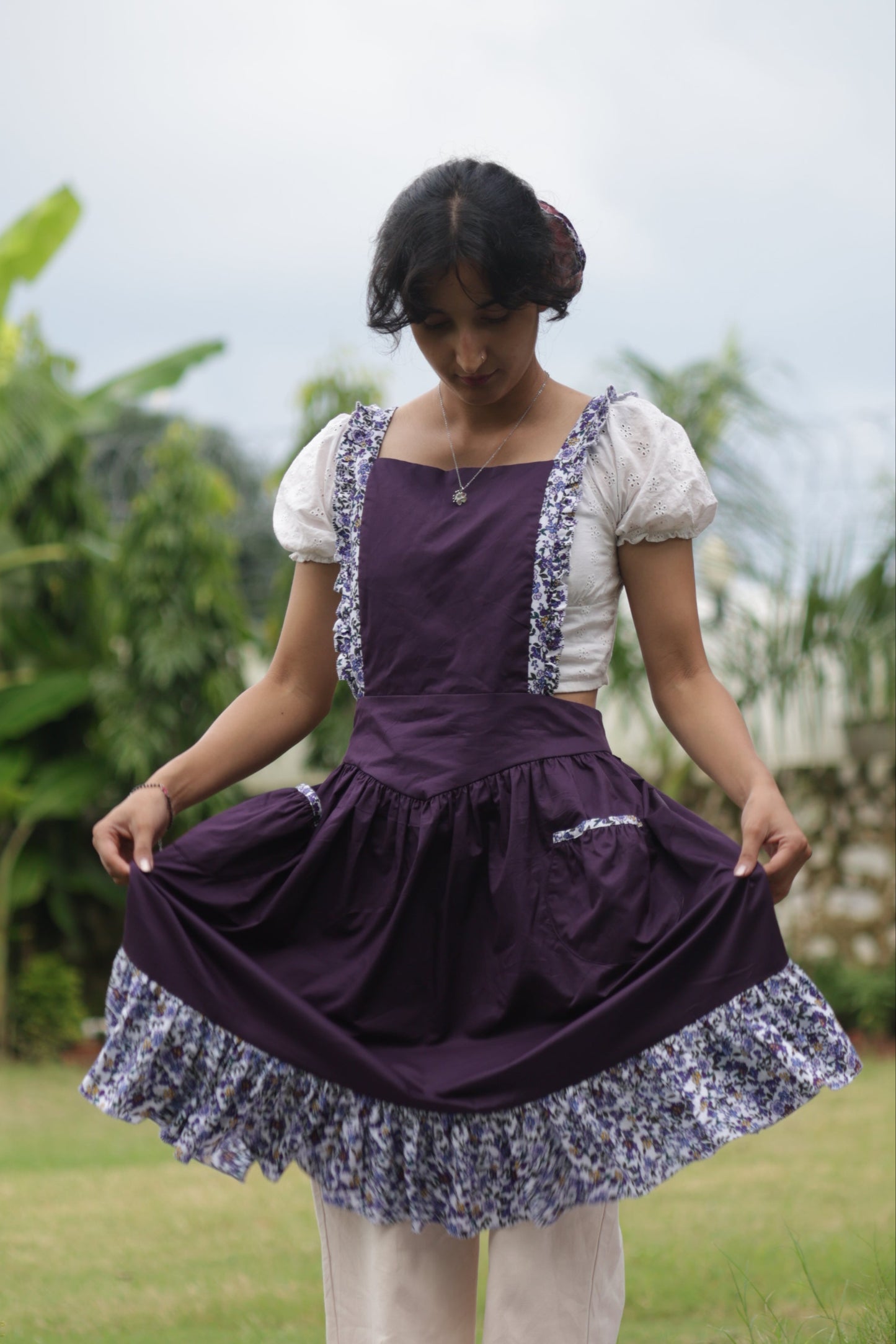 Midnight Bloom Yoke Apron