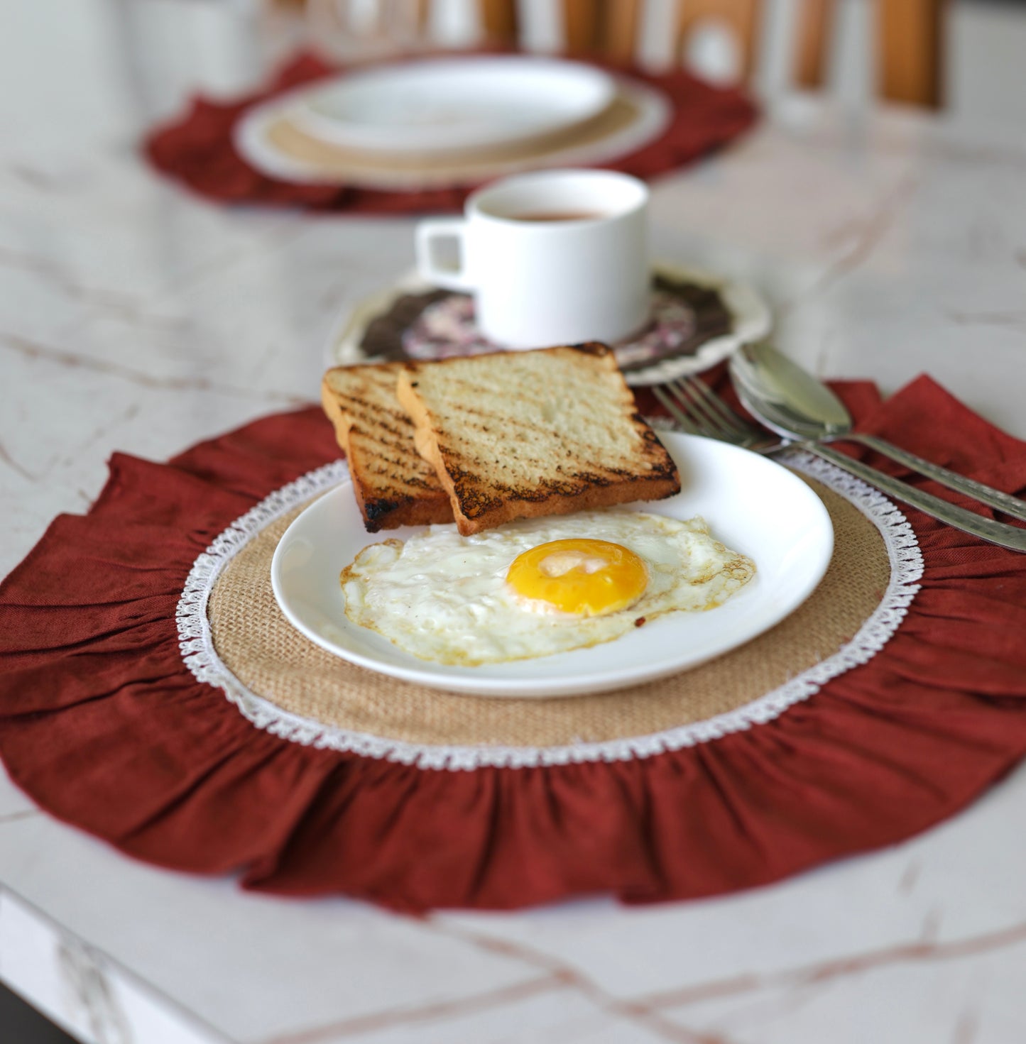 Rust Ruffle Jute Placemat